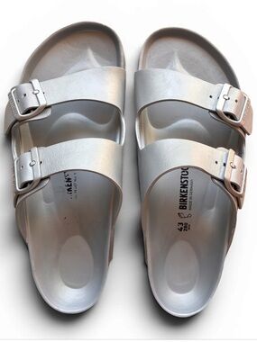 Birkenstock EVA Arizona Metallic Silver Sandals men’s size 10 size 43